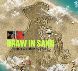 极品PS动作－沙滩绘画(含高清视频教程)：Draw in Sand Photoshop Action